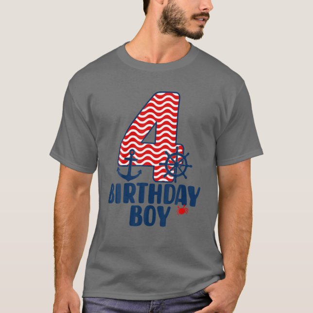 T-shirt Nautique 4E Anniversaire Garçon navigateurs 4 Anni (Devant)