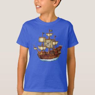 T-shirt nautique de bateau de pirate de l'enfant