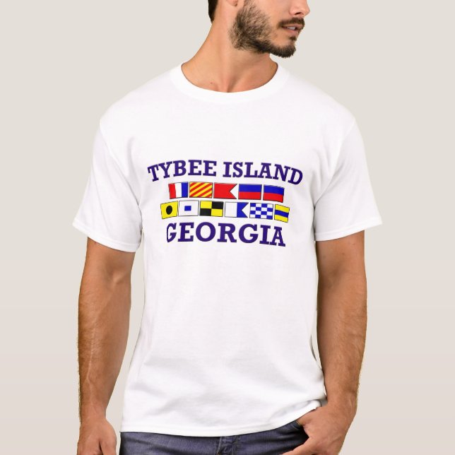 T-shirt nautique de drapeau d'île de Tybee (Devant)