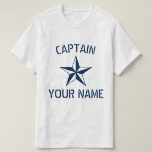 T-shirt Nautique étoile marine bleu blanc nom du capitaine