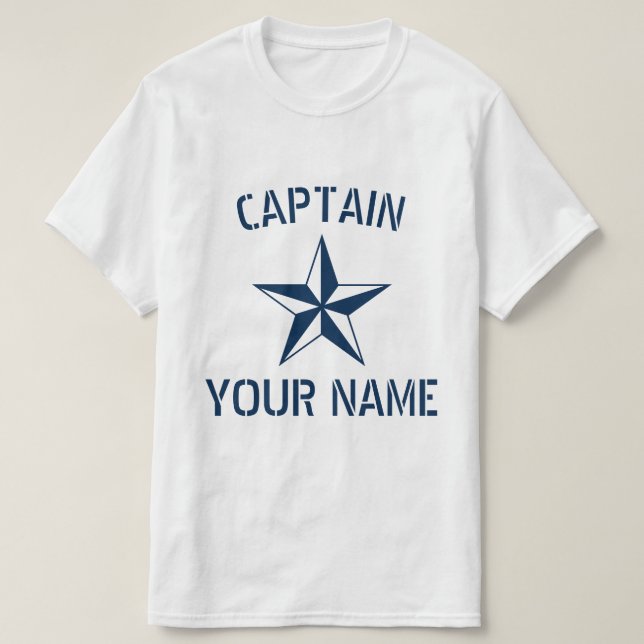T-shirt Nautique étoile marine bleu blanc nom du capitaine (Design devant)