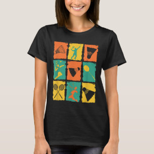 T-shirt Navette Retro Vintage Badminton Joueur Badminton B