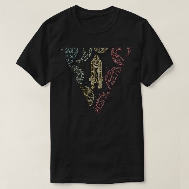 T-shirt Navette spatiale Rocket Space Navette Planètes Tri (Design devant)