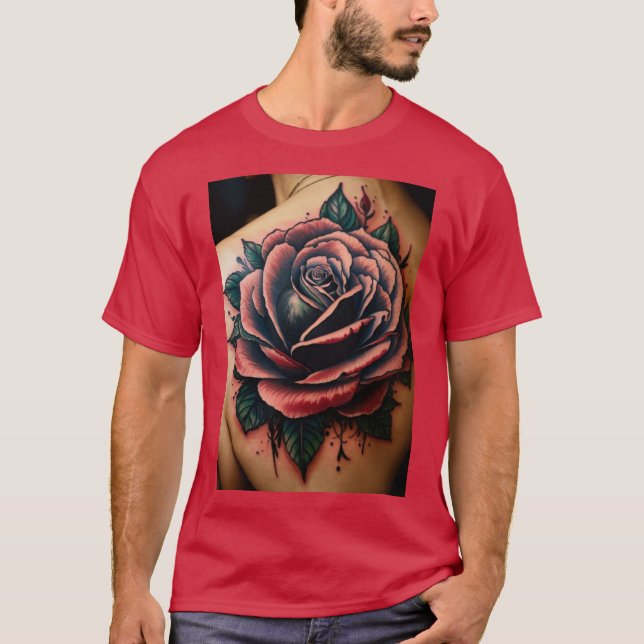 T-shirt Navigation sacrée : Tatouage Style Rose Compass T- (Devant)