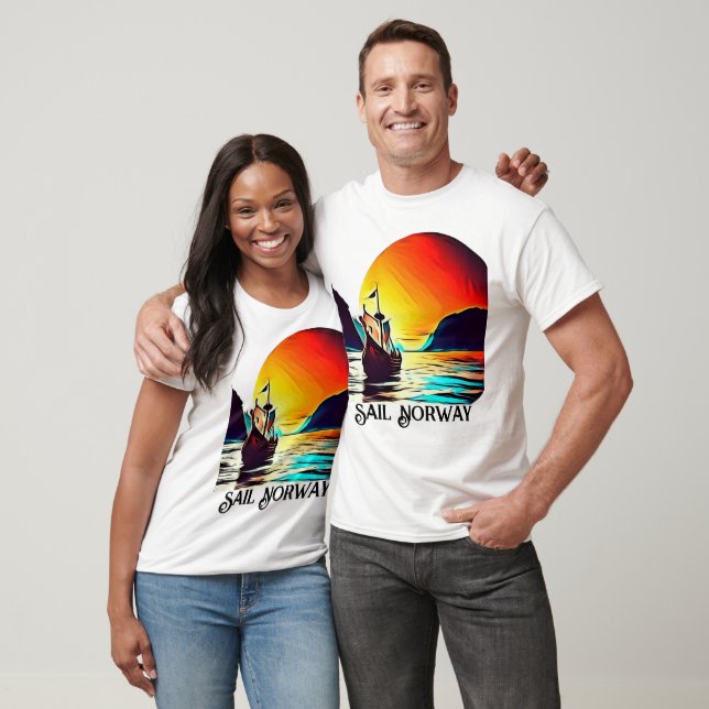 T-shirt Naviguez en Norvège avec un bateau Viking (Unisexe)