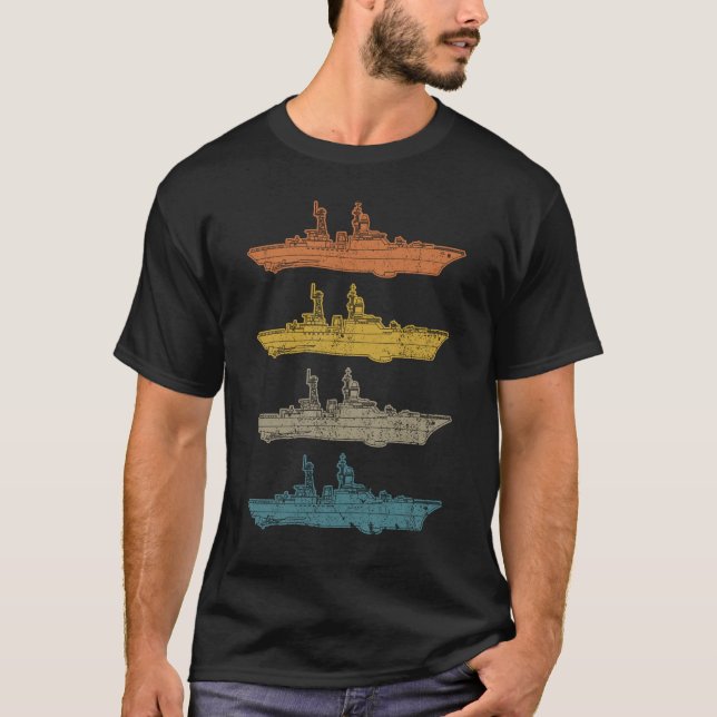 T-shirt Navire de guerre militaire Retro Destroyer (Devant)