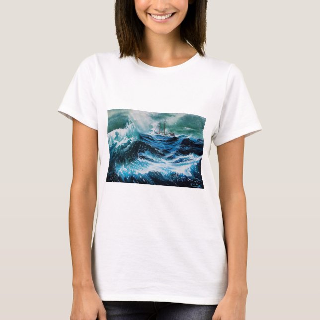 T-shirt Navire en mer dans la tempête (Devant)