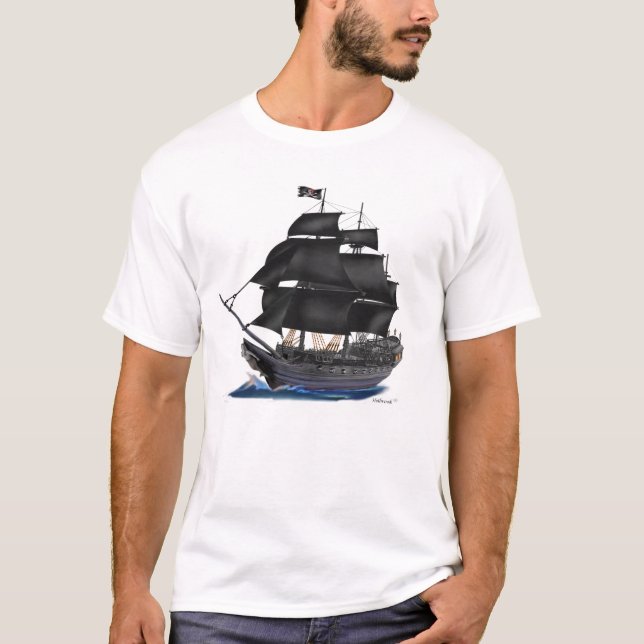 T-SHIRT NAVIRE PIRATE NOIR (Devant)