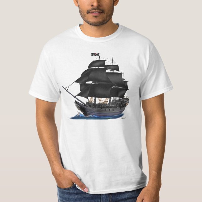 T-SHIRT NAVIRE PIRATE NOIR (Devant)