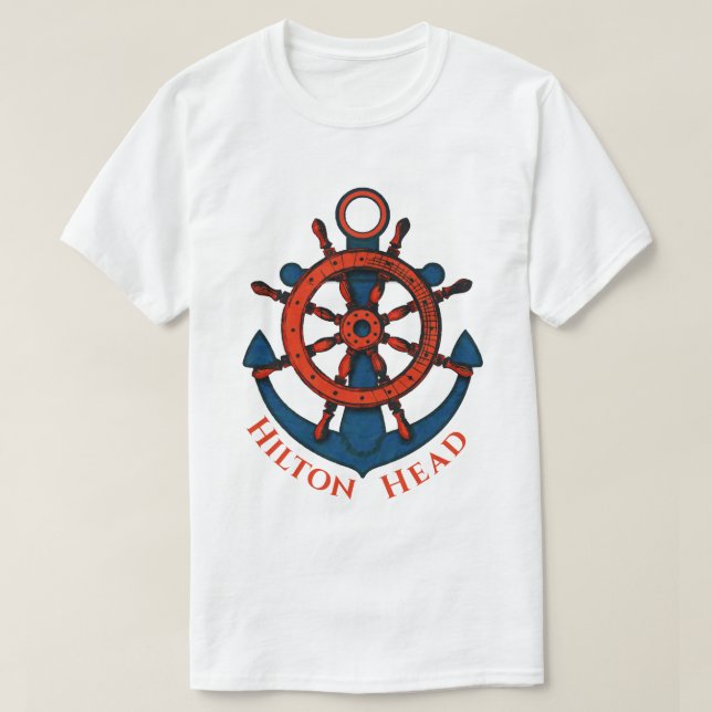 T-shirt Navires Roue et Ancre Hilton Head Island, SC (Design devant)