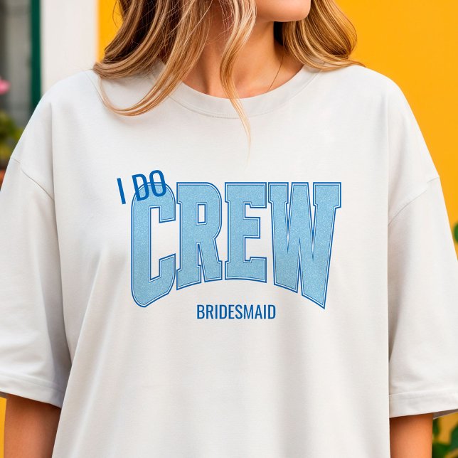 T-shirt Navy + Blue Faux Glitter I DO CREW Bachelorette (Personalize with names, dates, locations or events)