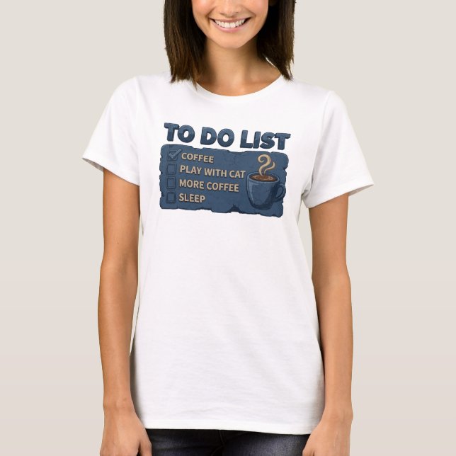 T-shirt Navy CAFÉ JOUE AVEC LE CHAT Attrayant (Devant)