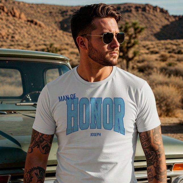 T-shirt Navy + Fausse Glitter Varsity HOMME D'HONNEUR (Personalize with names, dates, locations or events)