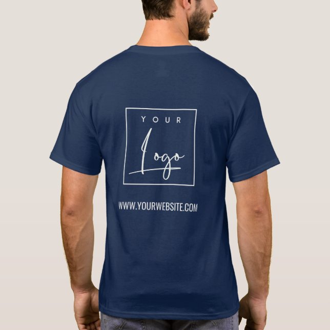 T-shirt Navy White Business Ajouter Votre Nom De Logo Site (Dos)