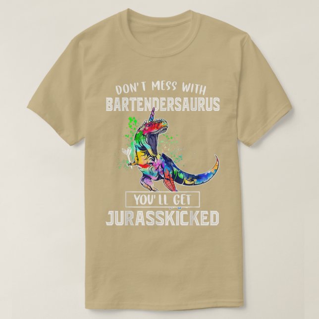 T-shirt N'ayez pas de mal avec Bartendersaurus Bartender P (Design devant)
