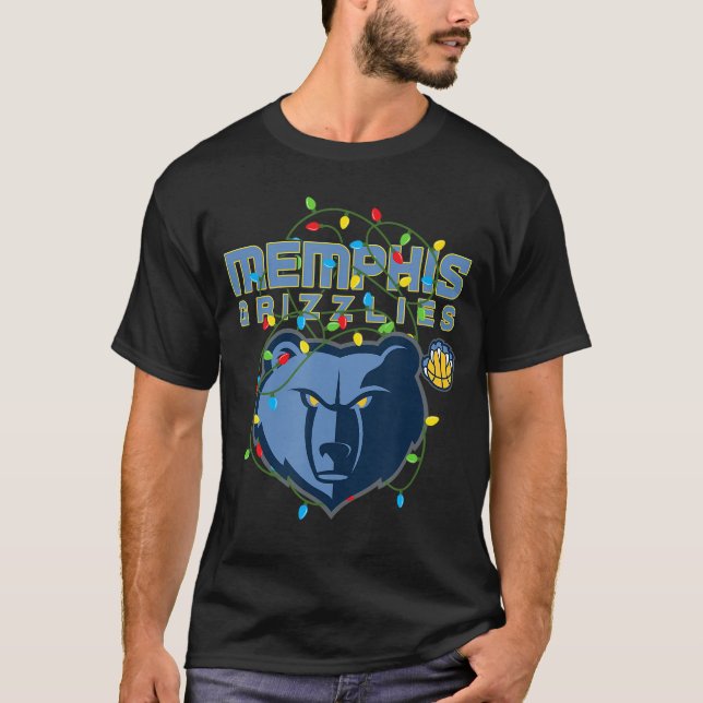 T-shirt NBA Memphis Grizzlies Christmas Lights Holiday boy (Devant)
