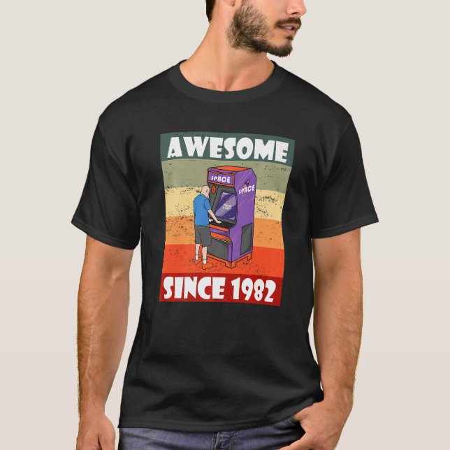 T-shirt Né 1982 40e anniversaire Retro 80s jeu vidéo (Devant)