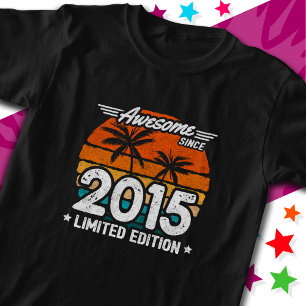 T-shirt Né 2015 Limited Edition Retro Awesome depuis 2015