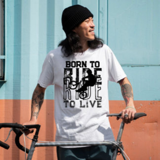T-shirt NÉ À MARCHER POUR LIVE Cyclisme moto grunge blanc