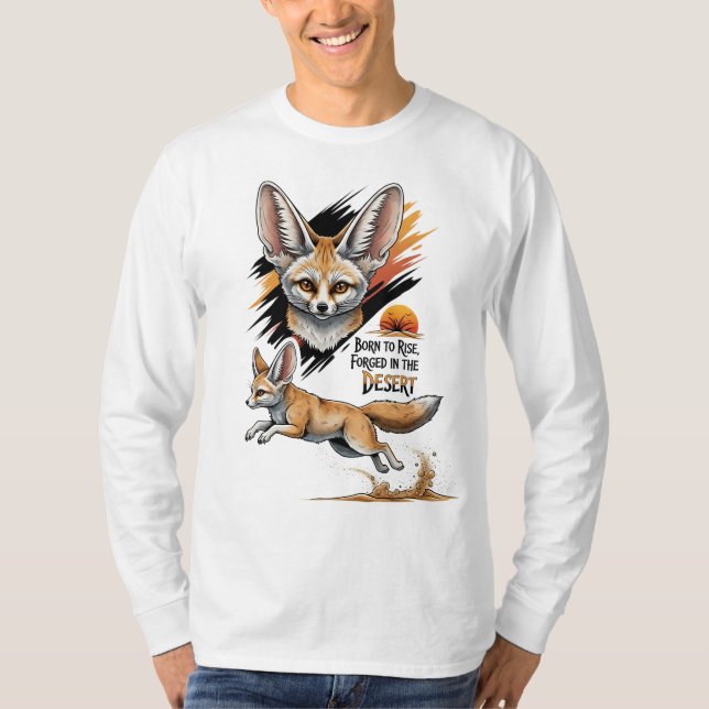 T-shirt Né à Rise - Desert Sun Fennec Fox Illustration (Devant)
