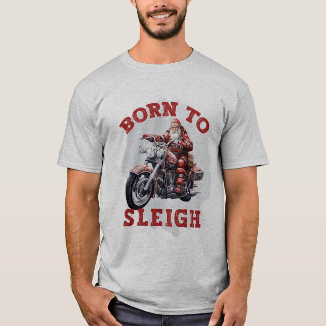 T-shirt Né à Sleigh Père Noël (Devant)