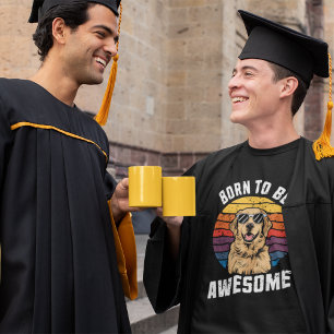 T-shirt Né À Un Merveilleux Retro Sunset Golden Retriever 