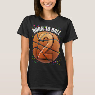 T-shirt Né Au Basketball 2e Anniversaire Deux Filles Garço