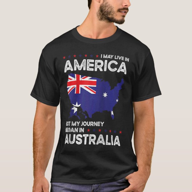 T-shirt Né Australie Australie Amérique États-Unis Citoyen (Devant)