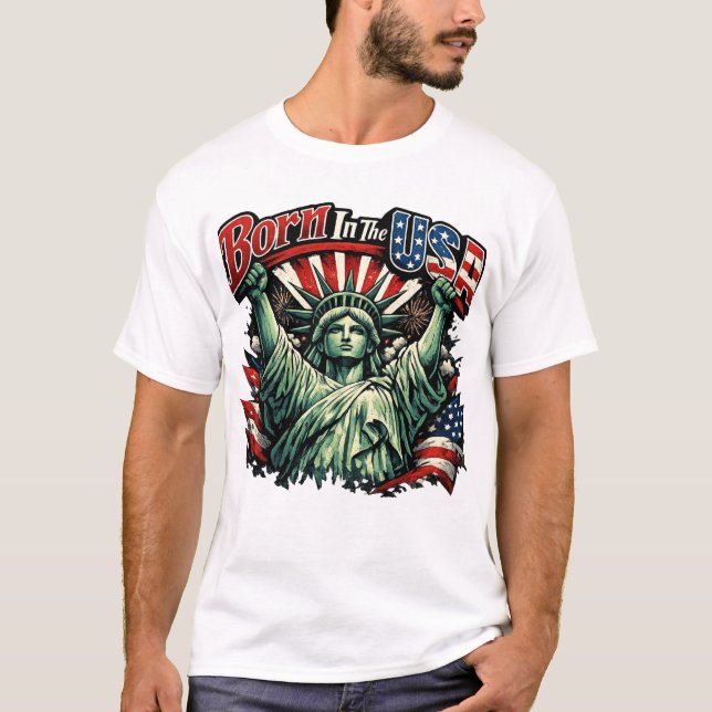T-shirt Né aux États-Unis (Devant)