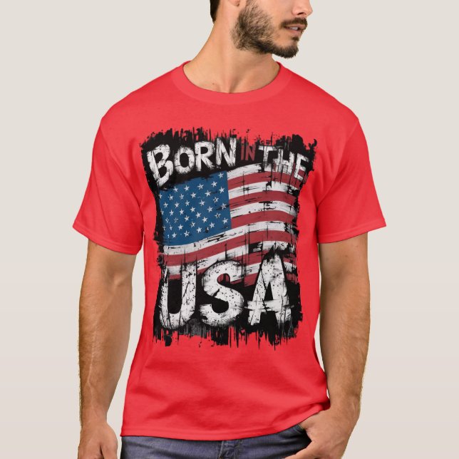 T-shirt Né aux Etats-Unis Trend (Devant)