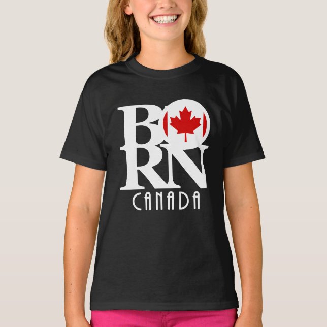 T-shirt NÉ Canada (texte blanc) (Devant)