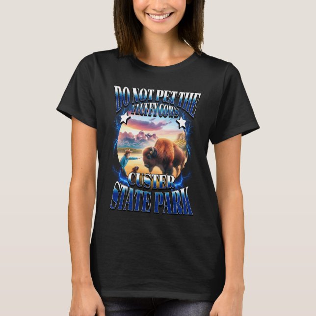 T-shirt Ne Caressez Pas Les Vaches Douces Custer State Par (Devant)
