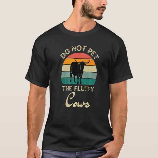 T-shirt Ne Caressez Pas Les Vaches Fluffy Retro Texas Long (Devant)
