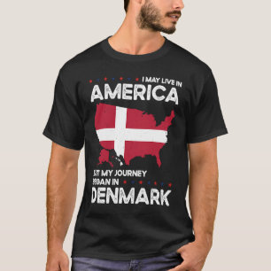 T-shirt Né Danois Danemark Américain États-Unis Citoyennet