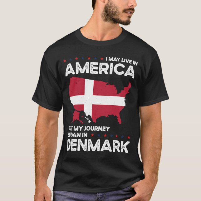 T-shirt Né Danois Danemark Américain États-Unis Citoyennet (Devant)