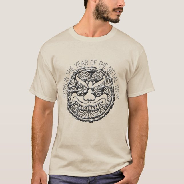 T-shirt Né dans l'année du tigre métallique Tee hommes (Devant)