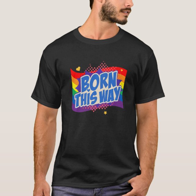 T-shirt Né De Cette Façon Lgbtq Droits Gay Fière Fierté Ar (Devant)