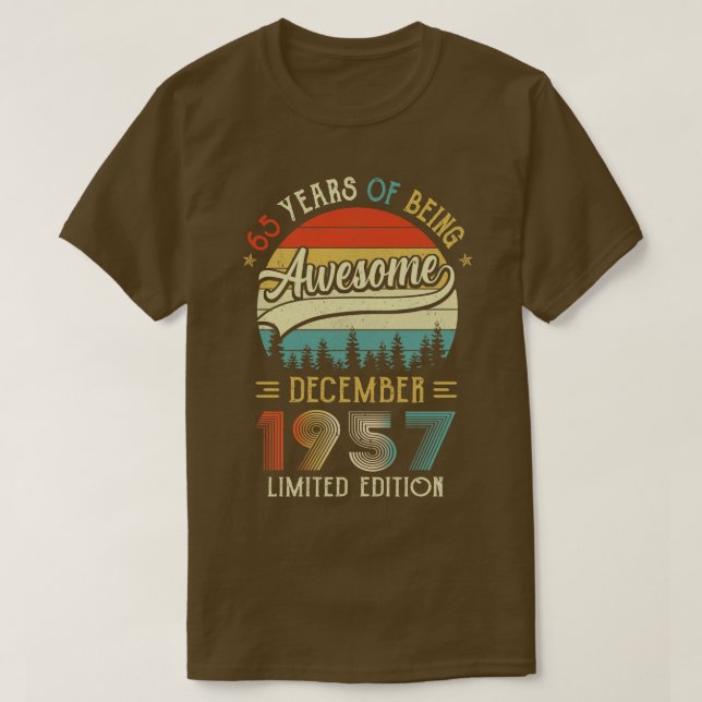 T-shirt Né Décembre 1957 65ème Anniversaire Fabriqué En 19 (Design devant)
