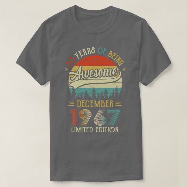 T-shirt Né Décembre 1967 55ème Anniversaire Fabriqué En 19 (Design devant)