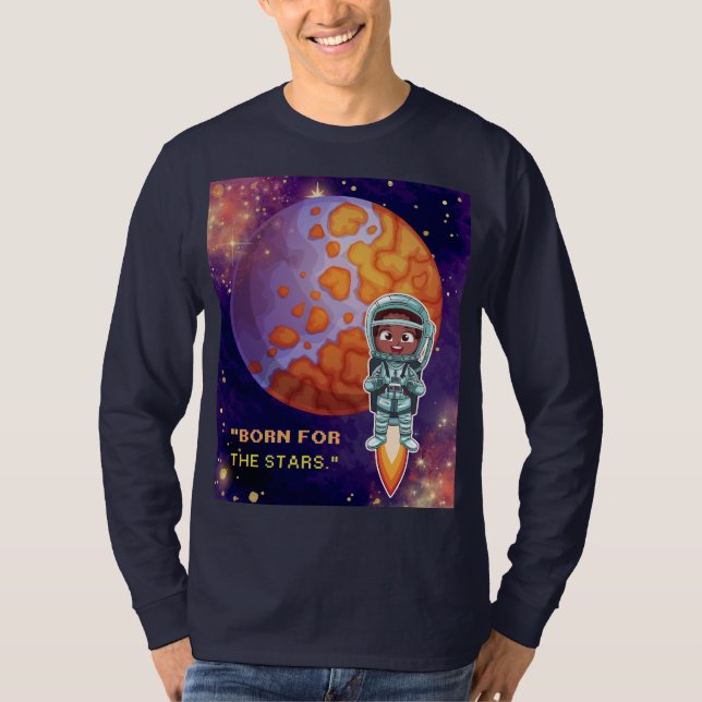 T-shirt Né des étoiles, astronaute (Devant)