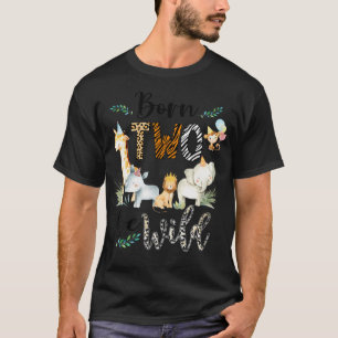 T-shirt Né Deux Be Wild Safari Wild Child 2E Anniversaire 