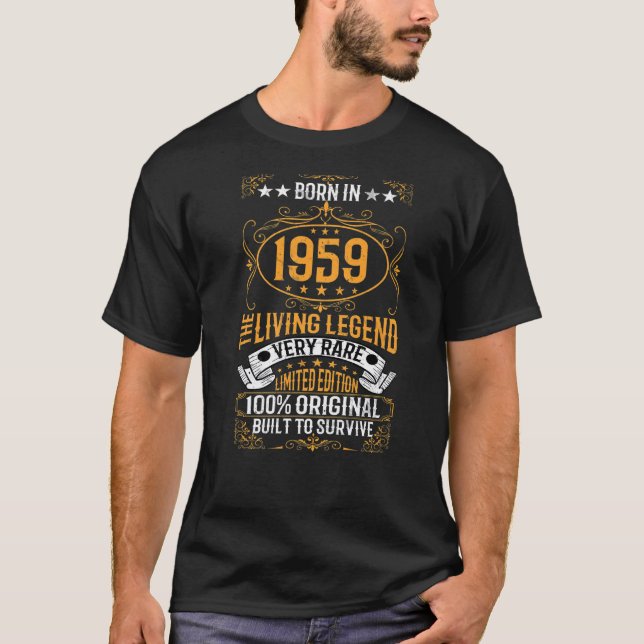 T-shirt Né En 1959 La Légende Vivante Très Rare Anniversai (Devant)
