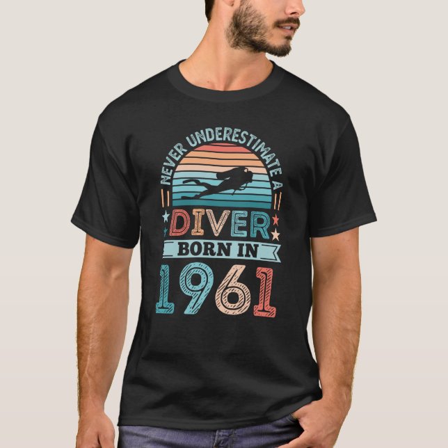 T-shirt Né en 1961 60e anniversaire Plongée Dive Fan (Devant)