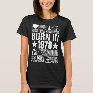 T-shirt Né En 1978 Avertissement Étiquette Code Barre Birt
