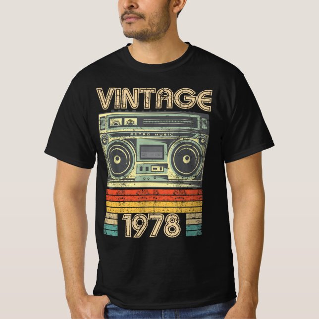 T-shirt Né En 1978 Radio Retro, 1978 Cadeau D'Anniversaire (Devant)