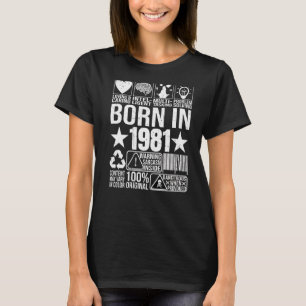 T-shirt Né En 1981 Avertissement Étiquette Code Barre Birt