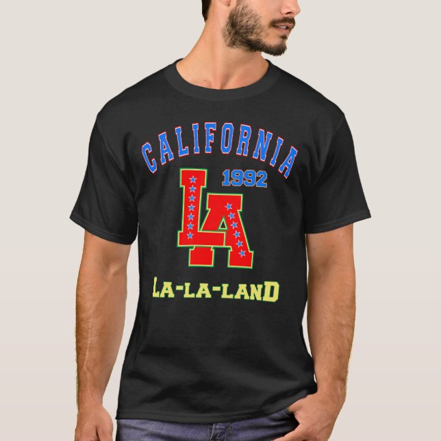 T-shirt Né en 1992, La La Land, Los Angeles, Californie (Devant)