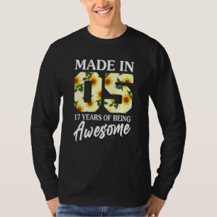 T-shirt Né En 2005 17 Ans 17e Anniversaire Filles Ados