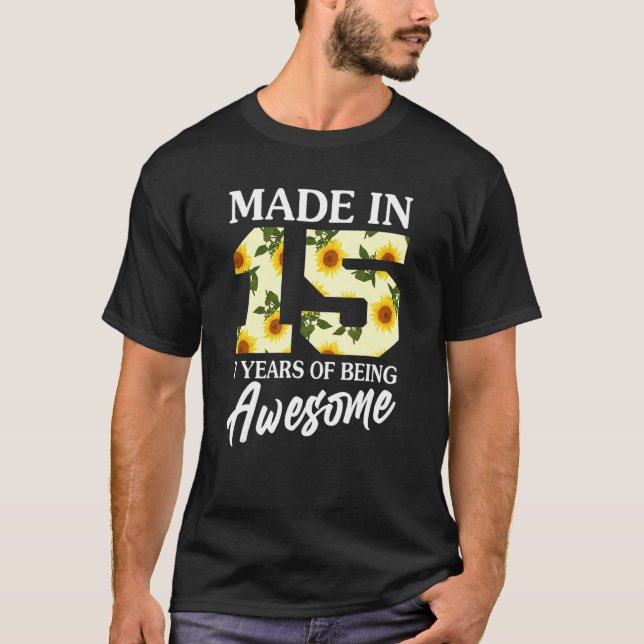 T-shirt Né En 2015 7 Ans 7ème Anniversaire Filles Ados S (Devant)