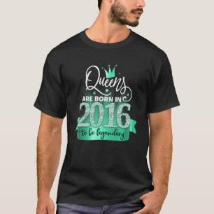 T-shirt Né en 2016 I Black Turquoise Party Outfit & Acce